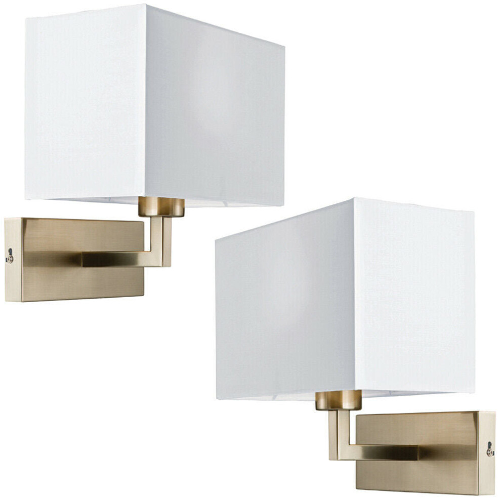 Loops 2 Pack Dimming Led Wall Satin Nickel & Shade Sleek Rectangle Lamp Light/White