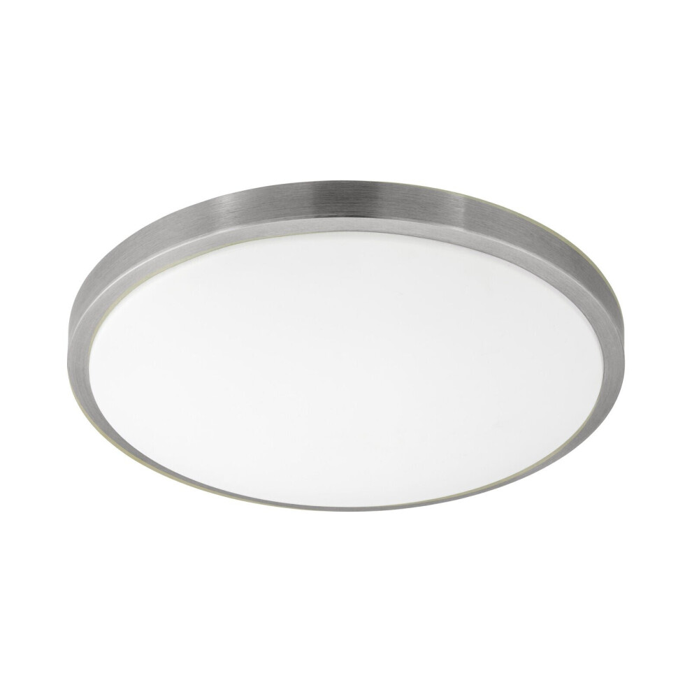 Loops Wall Flush Ceiling Light White Shade White Satined Nickel Plastic Bulb Led 24W