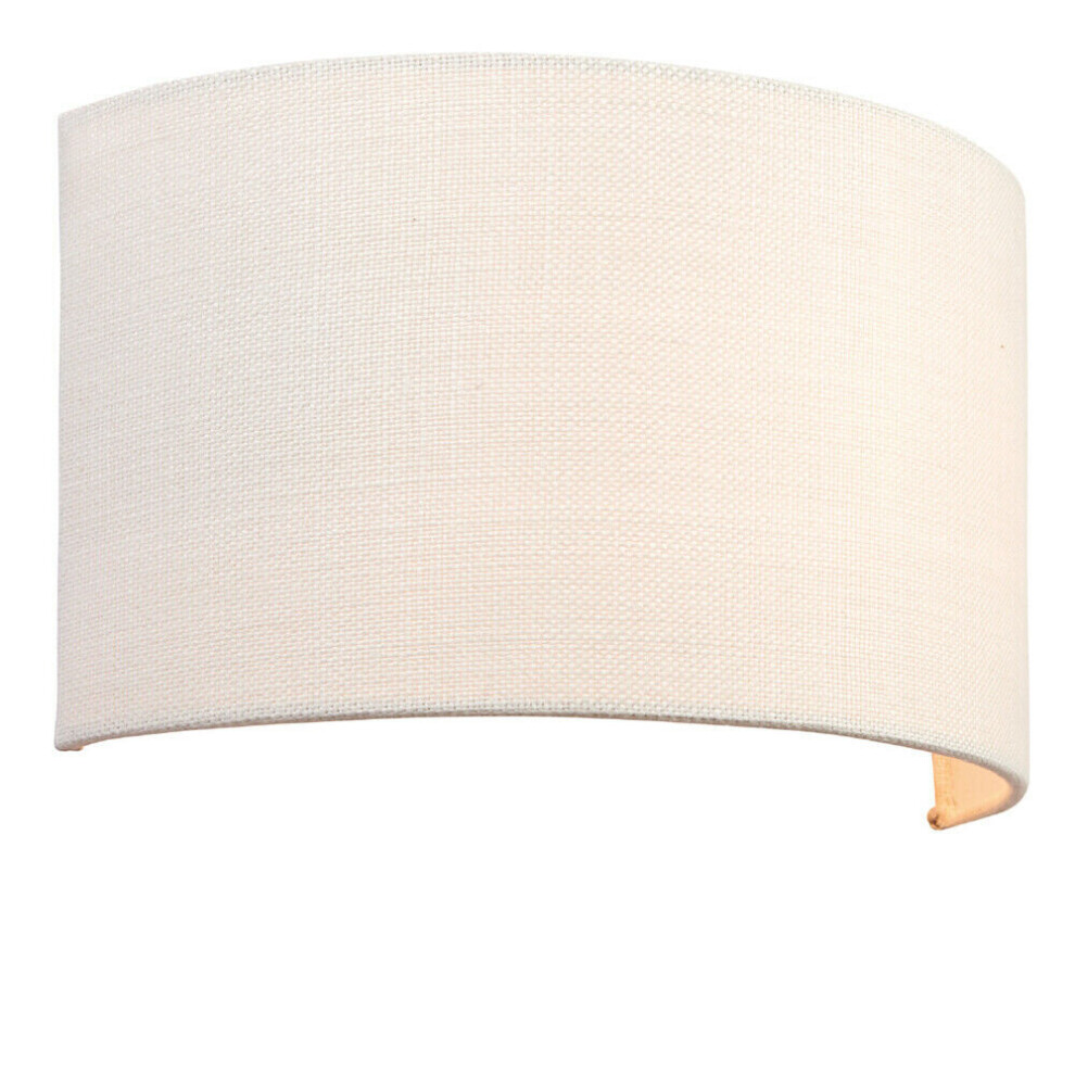 Fabric LED Wall Light Vintage White Semi Circle Linen Shade Sleek Lamp Fitting