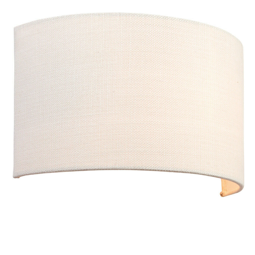 Loops Fabric Led Wall Vintage Semi Circle Linen Shade Sleek Lamp Fitting Light/White