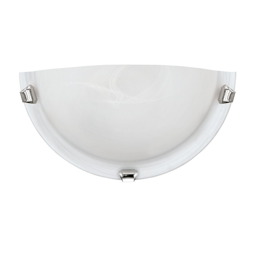 Loops Wall Colour Chrome Plated Shade Glass Alabaster Bulb E27 1X60w Light/White