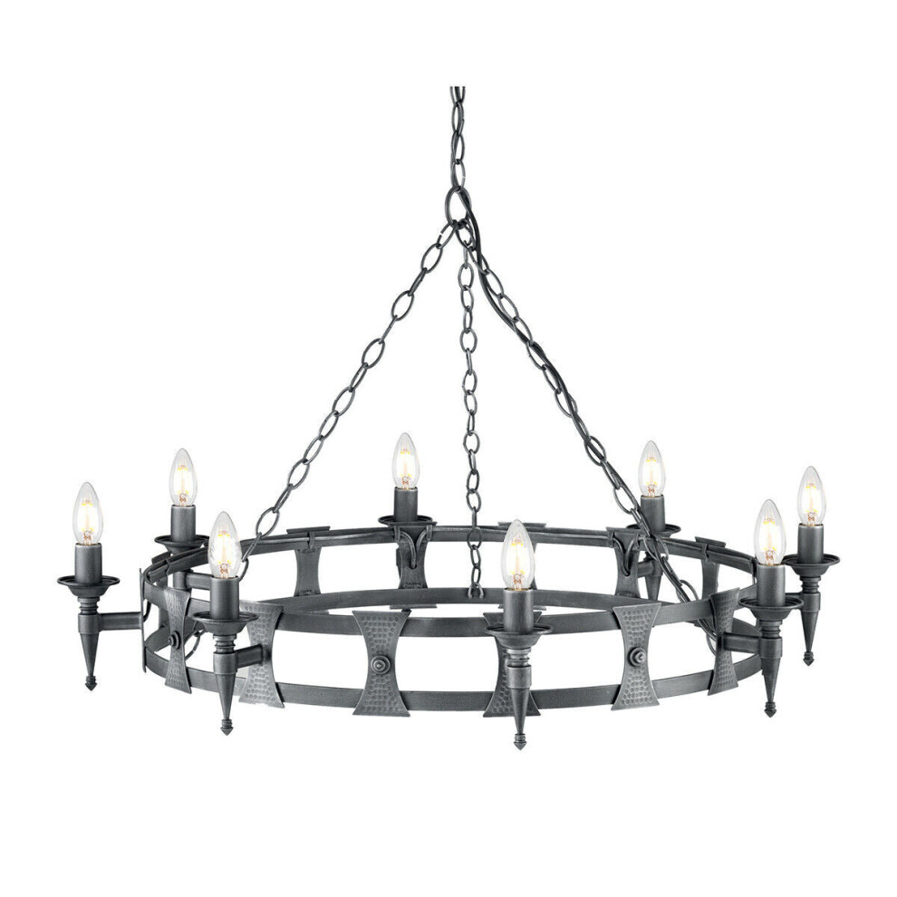 8 Bulb Chandelier Hanging Pendant LIght Black Silver LED E14 60W Bulb