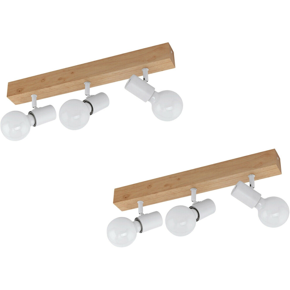 2 PACK 3 Spot Wall Flush Ceiling Light Colour Brown White Shade E27 3x60W