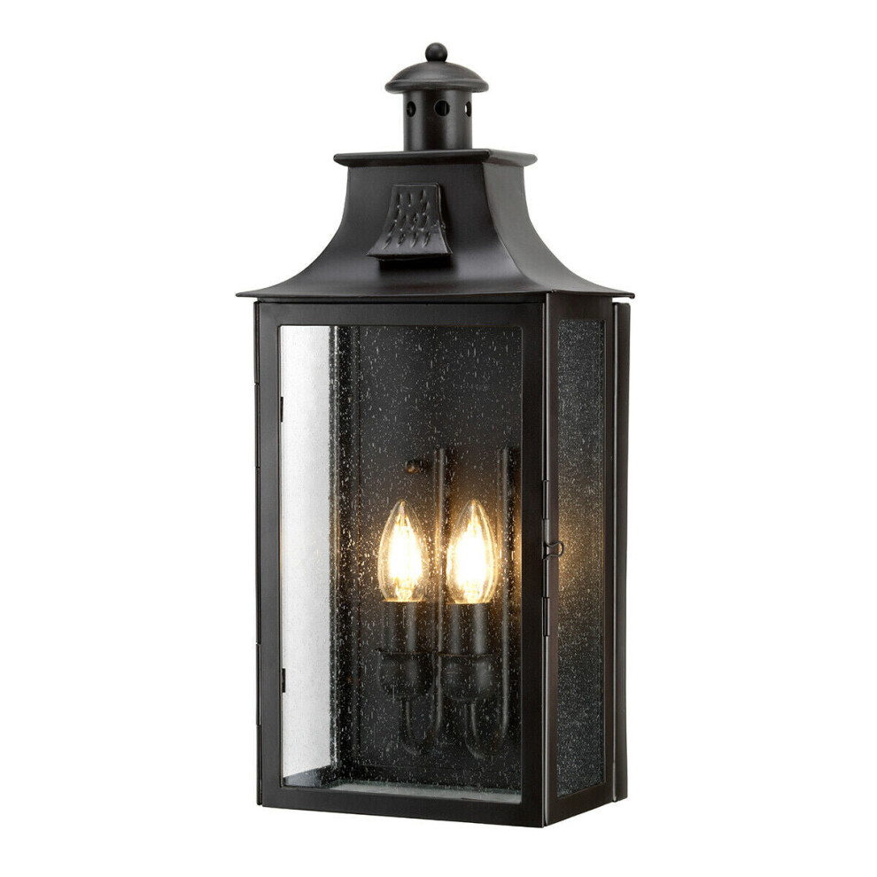 Loops Outdoor Ip44 Twin Wall Old Led E14 60W Light/Bronze