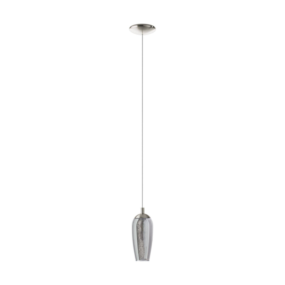 Pendant Light Satin Nickel Shade Black Clear Smoked Glass Granilla Bulb G9 1x3W