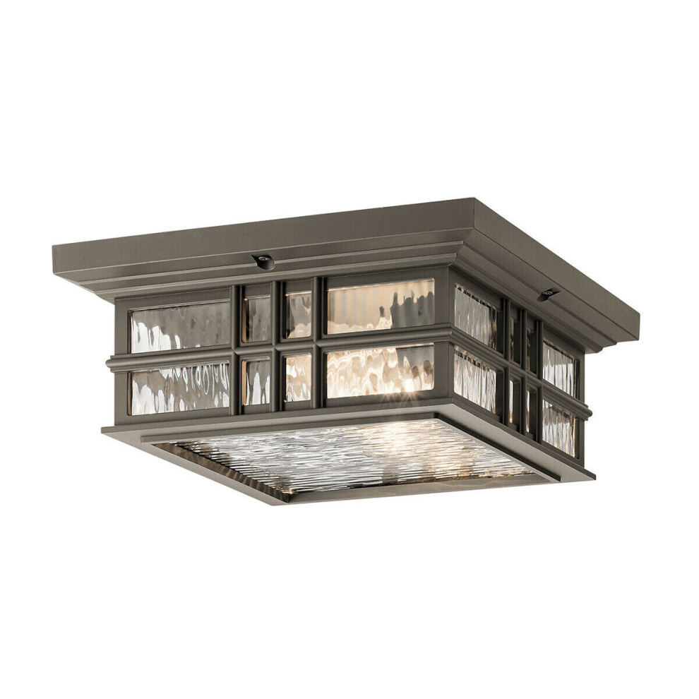 Outdoor IP44 2 Bulb Flush Light Olde Bronze LED E27 60W