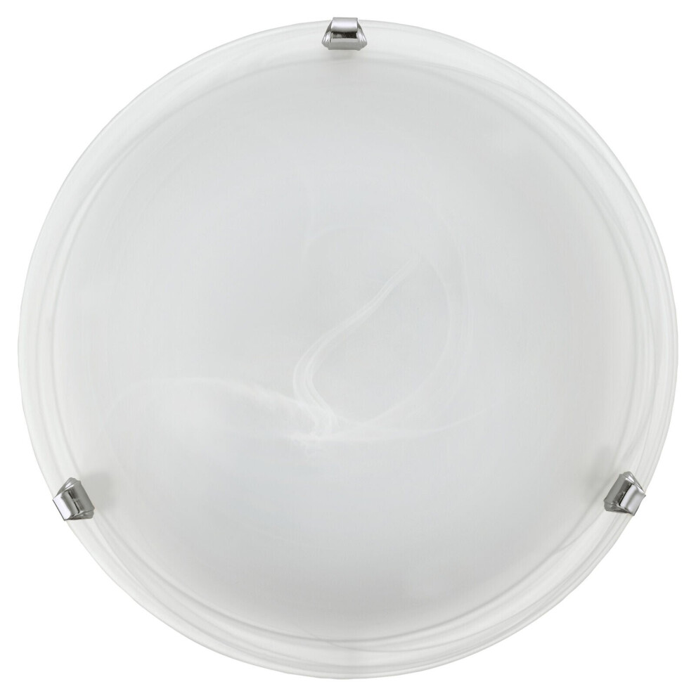 Loops Wall Flush Ceiling Colour Chrome Shade Glass Alabaster Bulb E27 2X60w Light