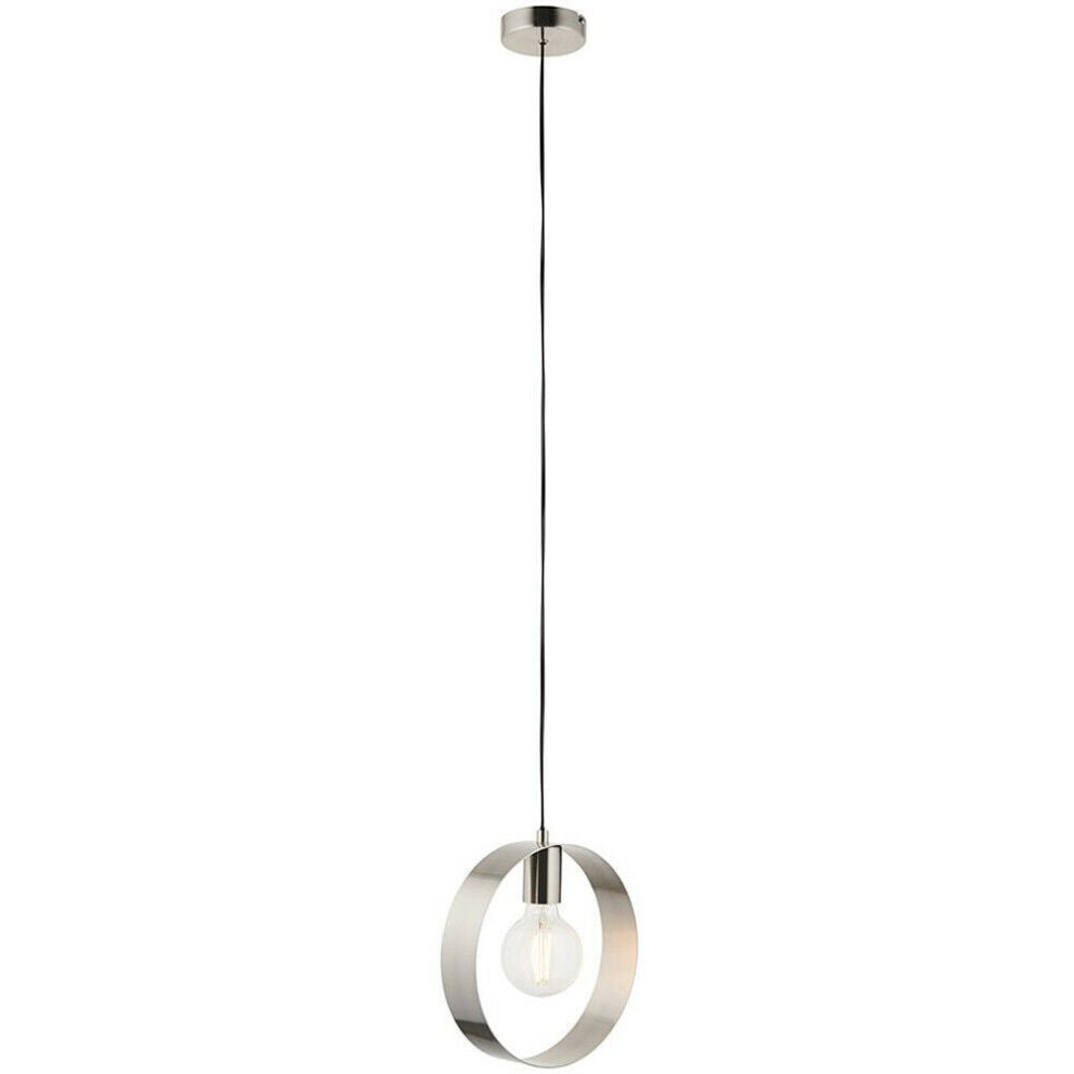 Loops Hanging Ceiling Pendant Brushed Nickel Hoop Shade Industrial Chic Lamp Light
