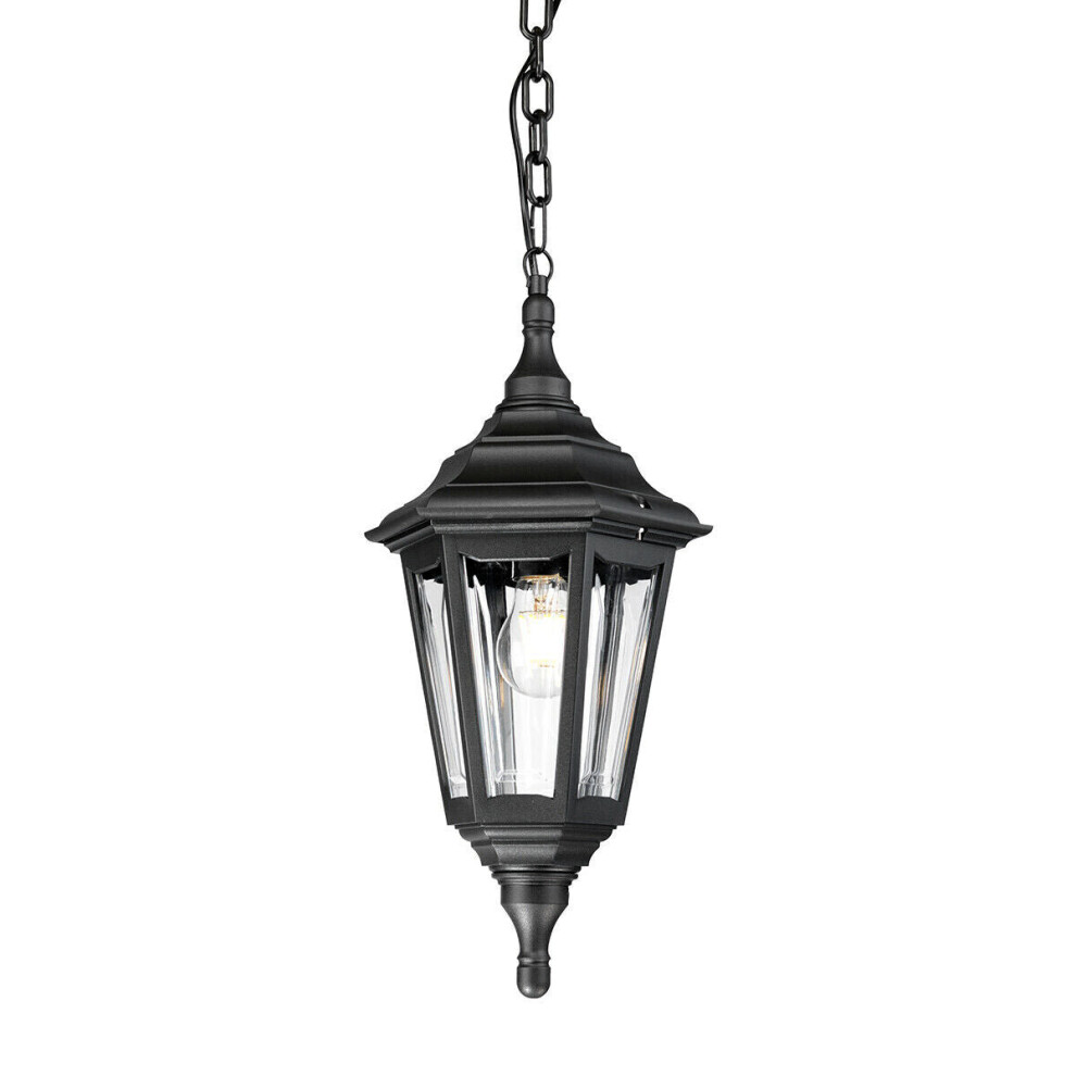 Loops Outdoor Ip44 1 Bulb Chain Lantern Black Led E27 100W Light Fitting