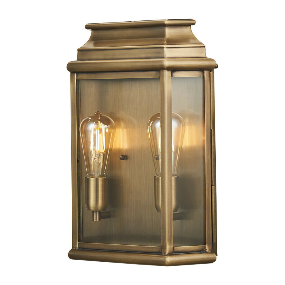 Loops Outdoor Ip44 Twin Wall Light Aged Brass Led E27 100W D02505