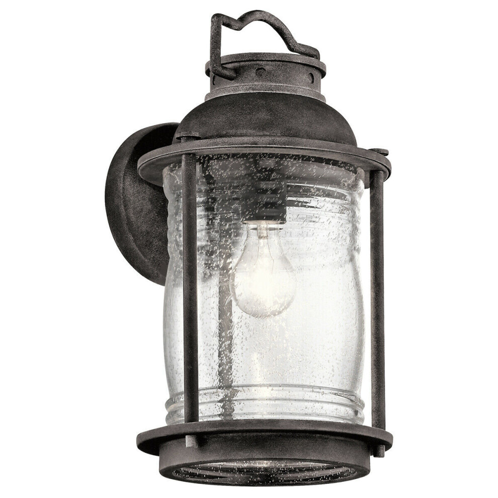 Loops Outdoor Ip44 Wall Weathered Zinc Led E27 60W D01609 Light