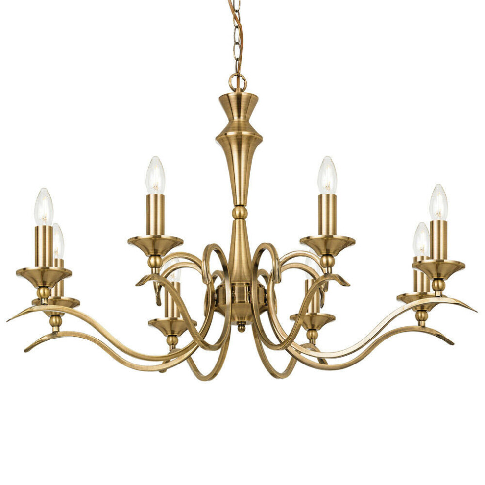 Loops Hanging Flush Ceiling Pendant 8 Antique Brass Chandelier Lamp Bulb Holder Light