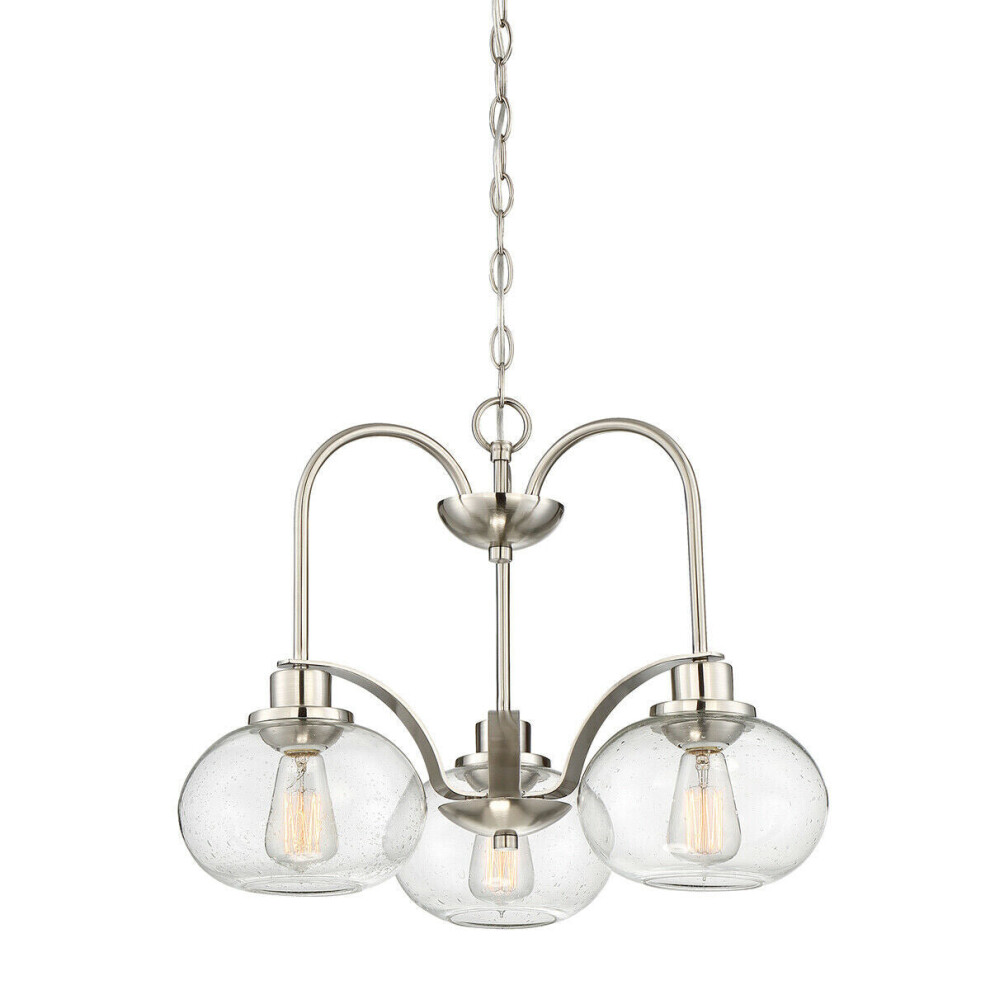 Loops 1 Bulb Chandelier Hanging Pendant Light Brushed Nickel Led E27 60W Bulb