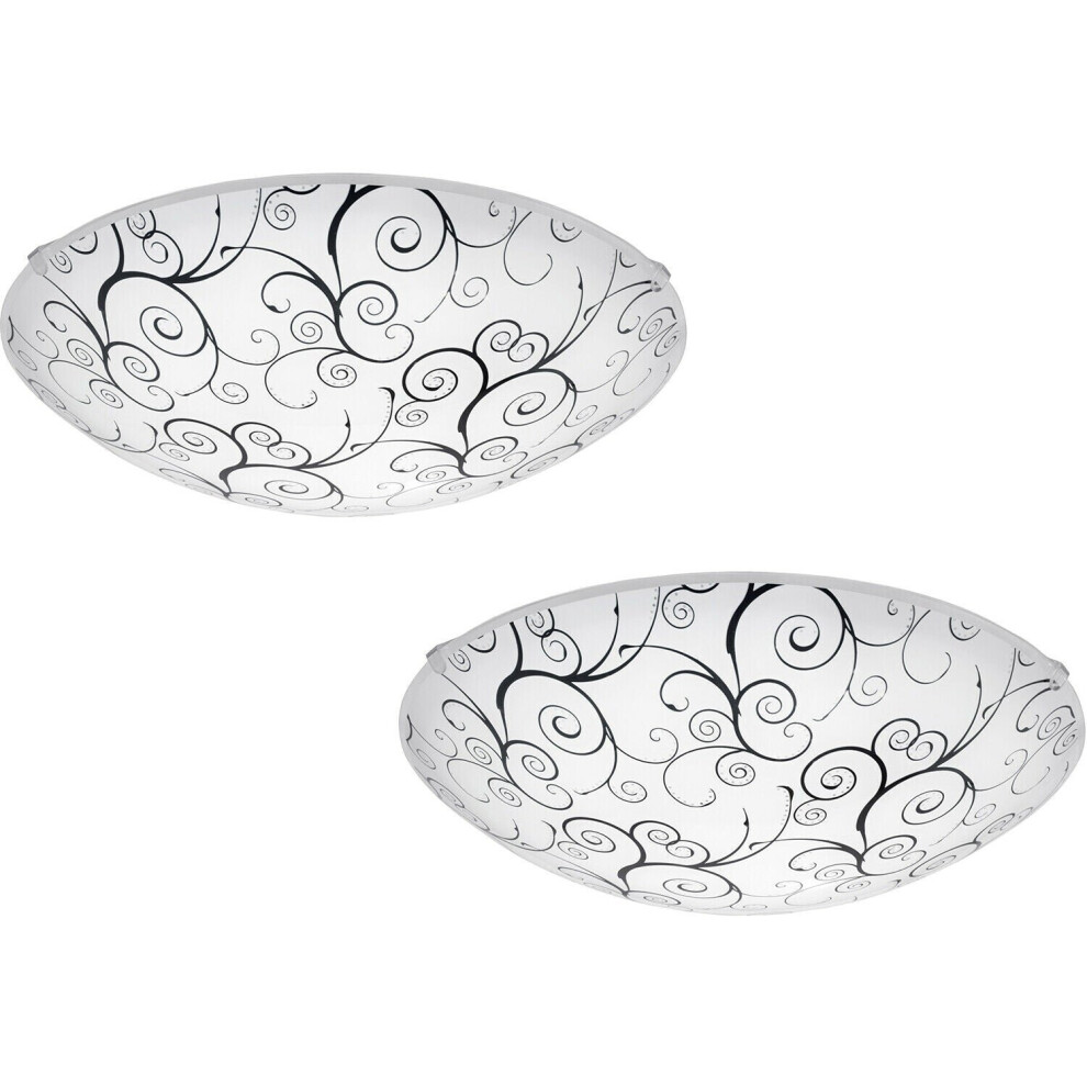 2 PACK Wall Flush Ceiling Light Colour White Shade White Black Clear Glass LED