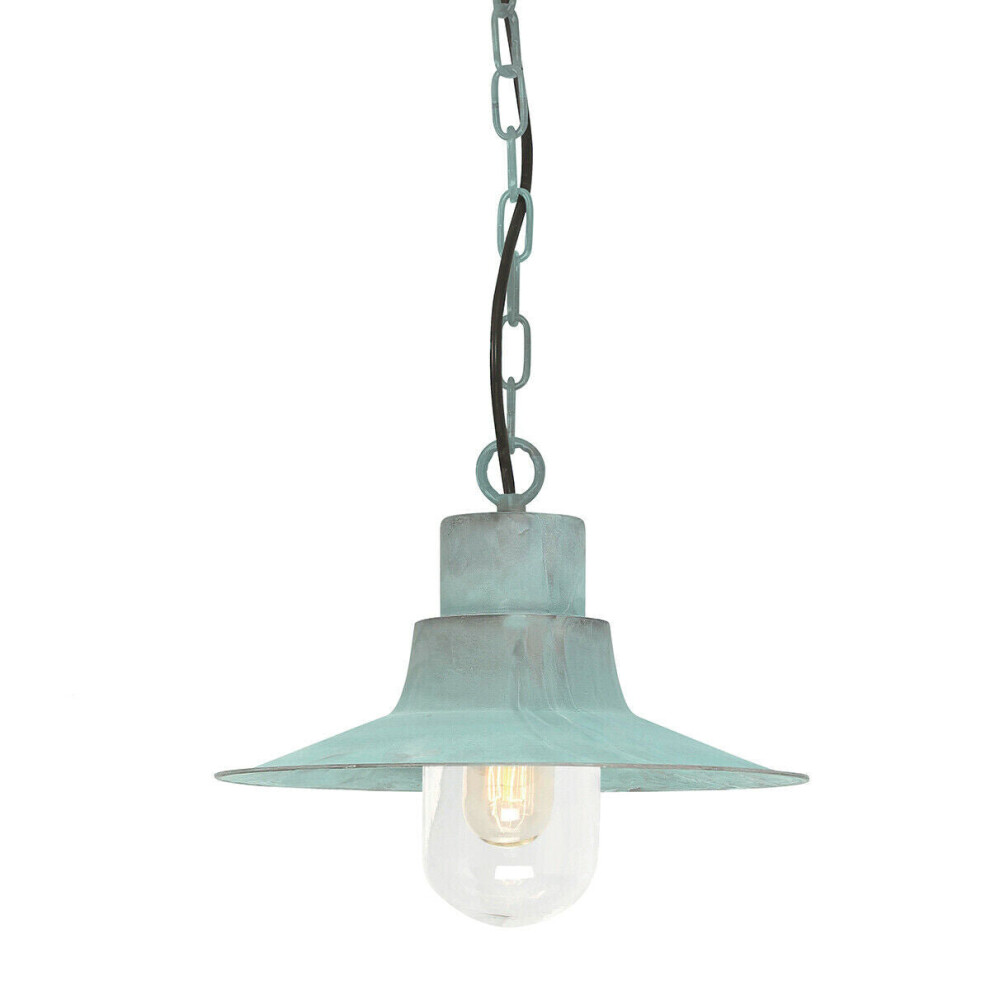 Loops Outdoor Ip44 1 Bulb Chain Lantern Verdigris Led E27 100W Bulb Light Fitting