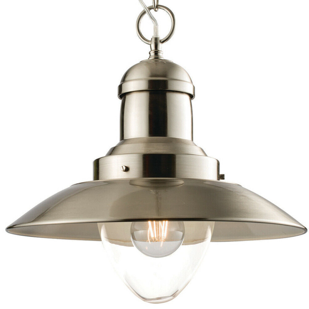 Loops Hanging Ceiling Pendant Satin Nickel & Glass Industrial Lamp Bulb Holder Light