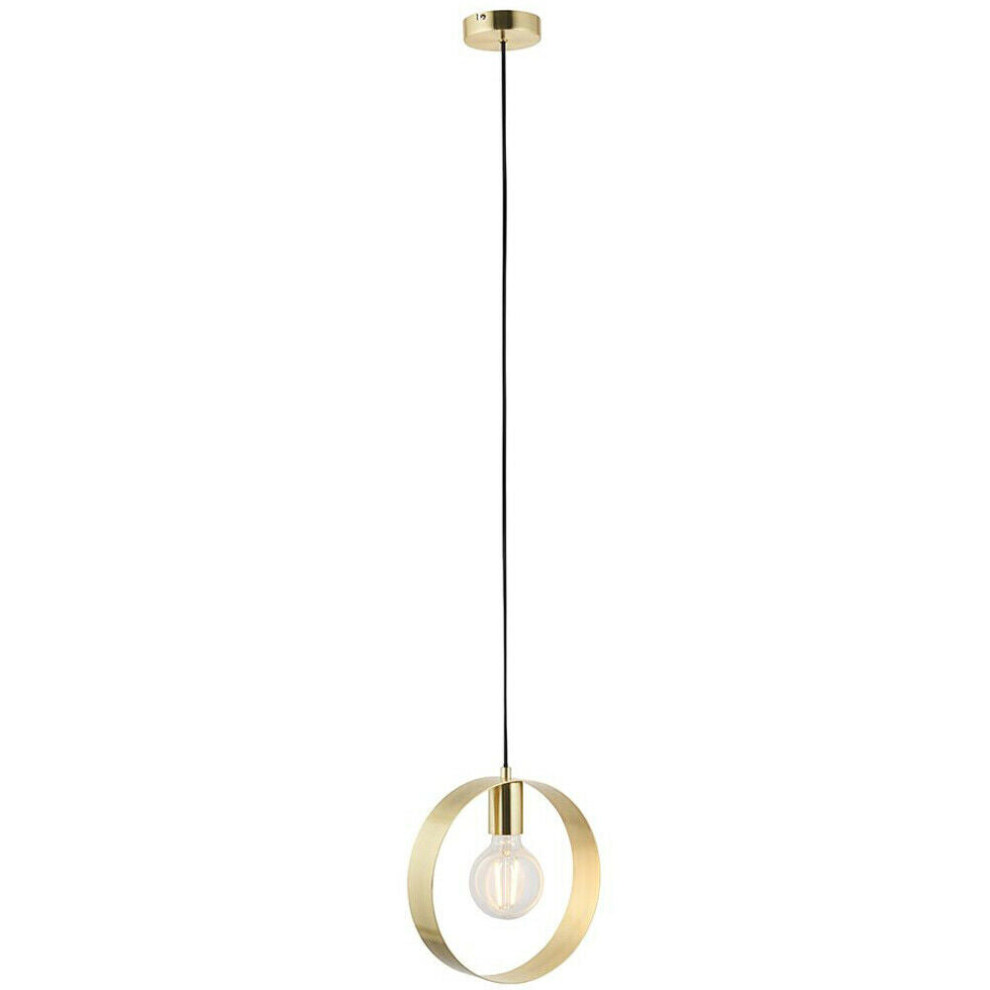 Loops Hanging Ceiling Pendant Brushed Brass Hoop Shade Industrial Chic Lamp Light