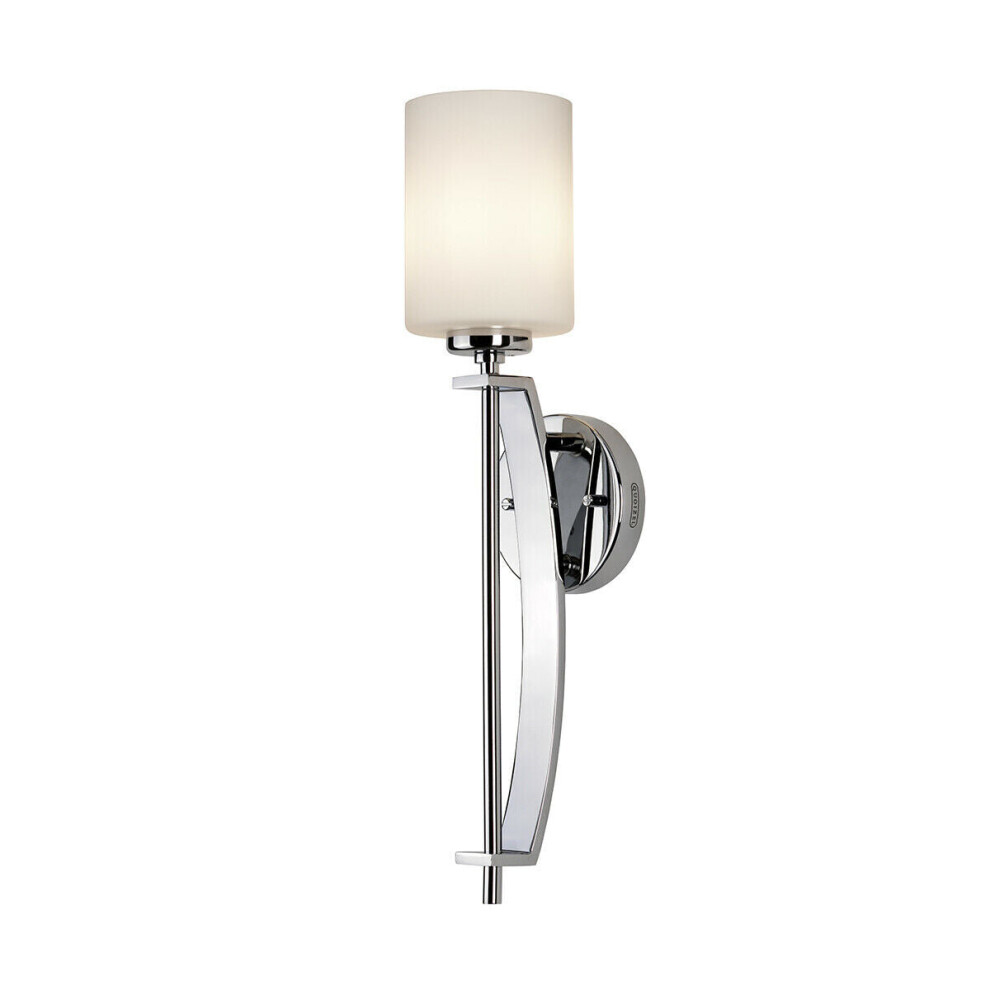 IP44 Wall Light Large Single Opal Etched Glass Shade Polished Chrome LED G9 3.5W