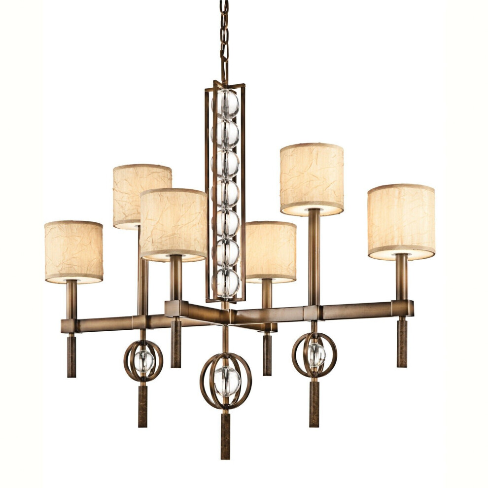 Loops 6 Bulb Chandelier Hanging Pendant Light Cambridge Bronze Led E14 60W Bulb