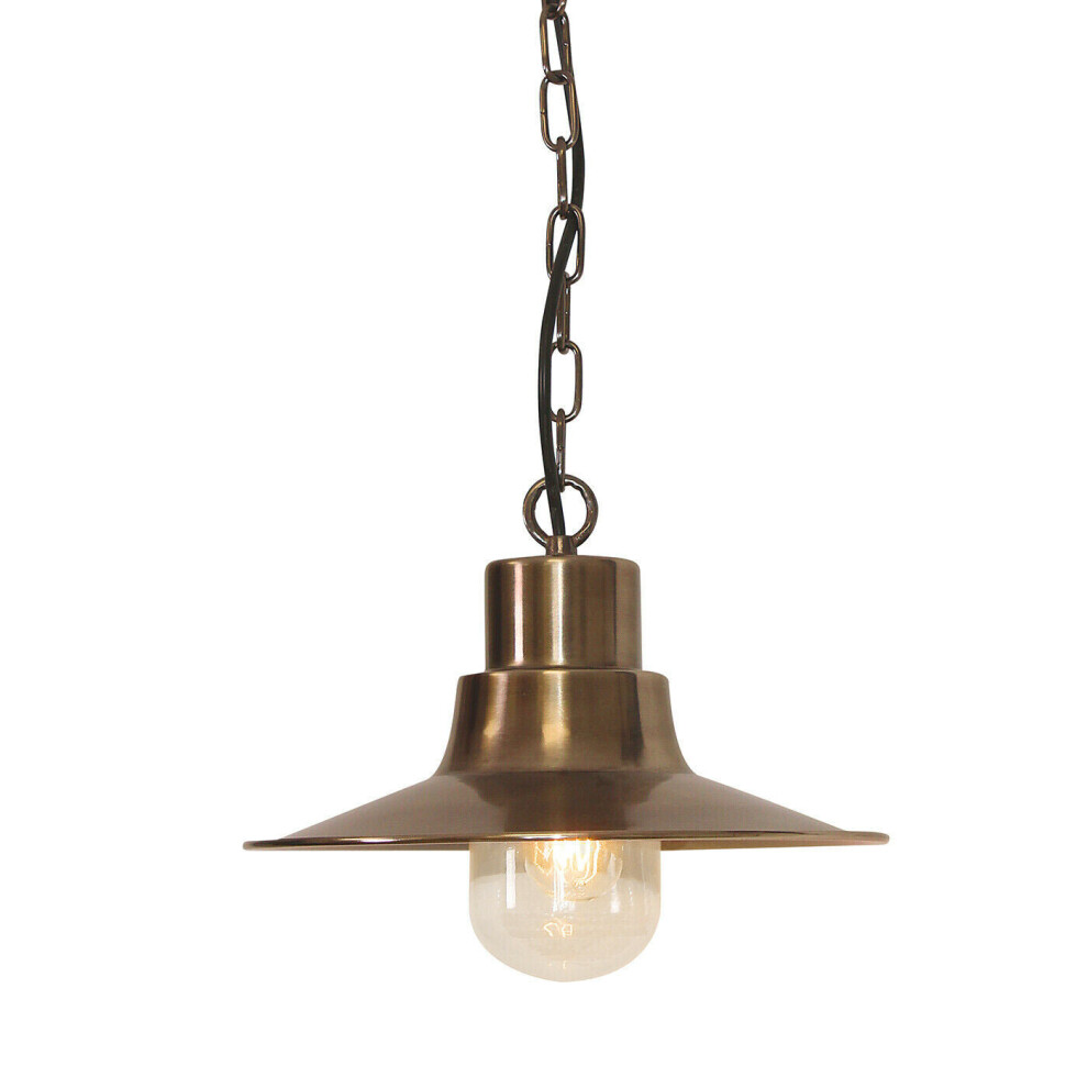 Loops Outdoor Ip44 1 Bulb Hanging Chain Lantern Aged Brass Led E27 100W