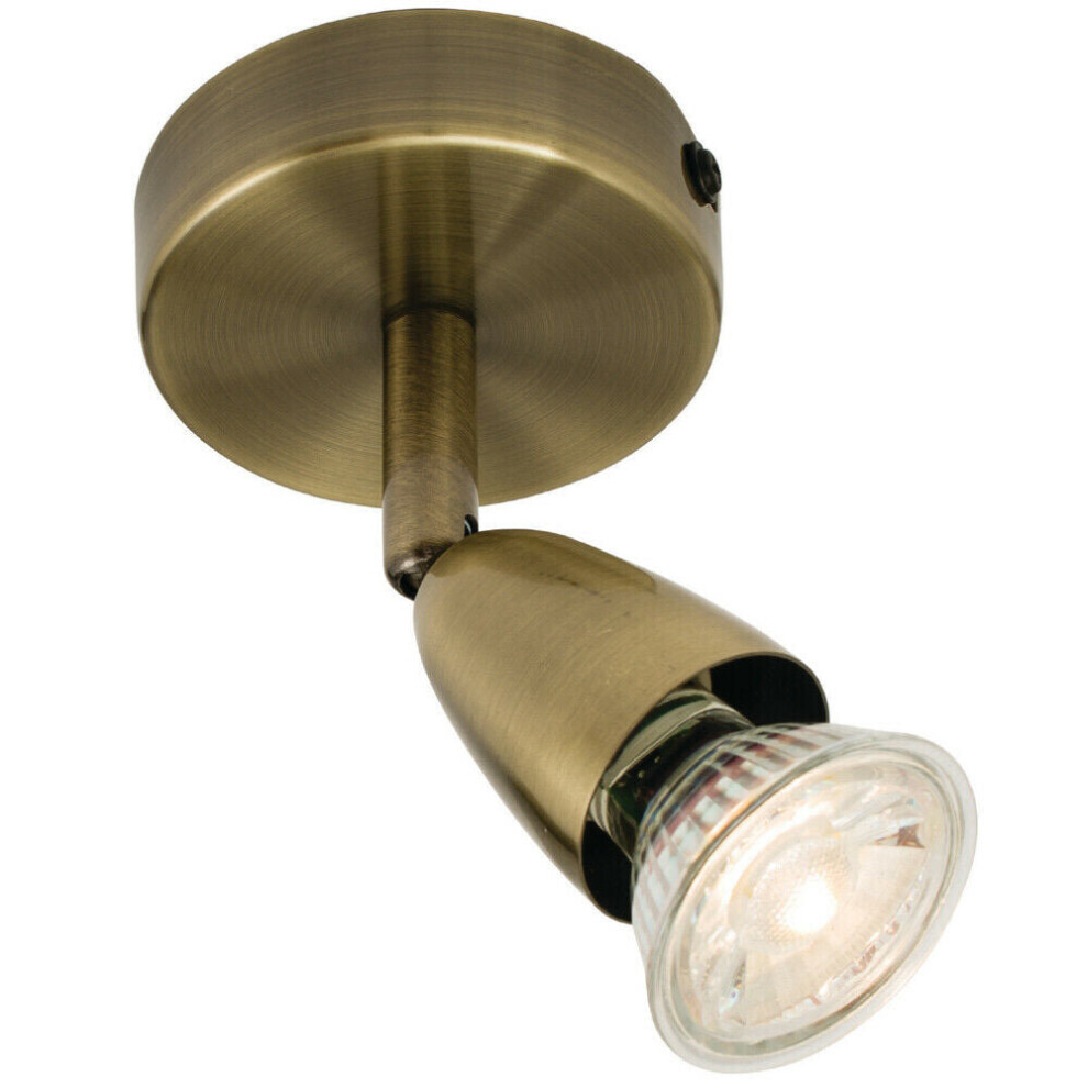 Loops Led Adjustable Ceiling Spotlight Antique Brass Single Gu10 Dimmable Downlight