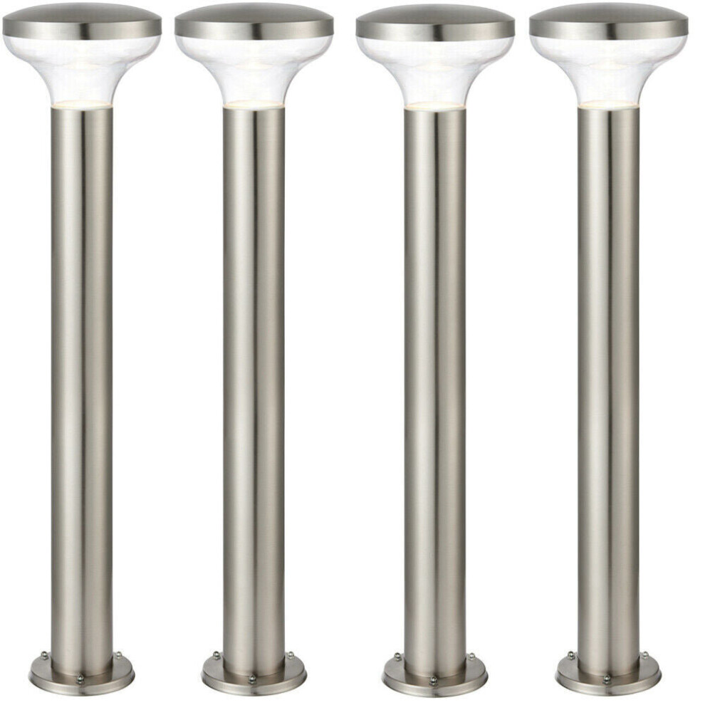 4 PACK Outdoor Post Bollard Light Marine Steel 1m LED Garden Driveway Path Lamp