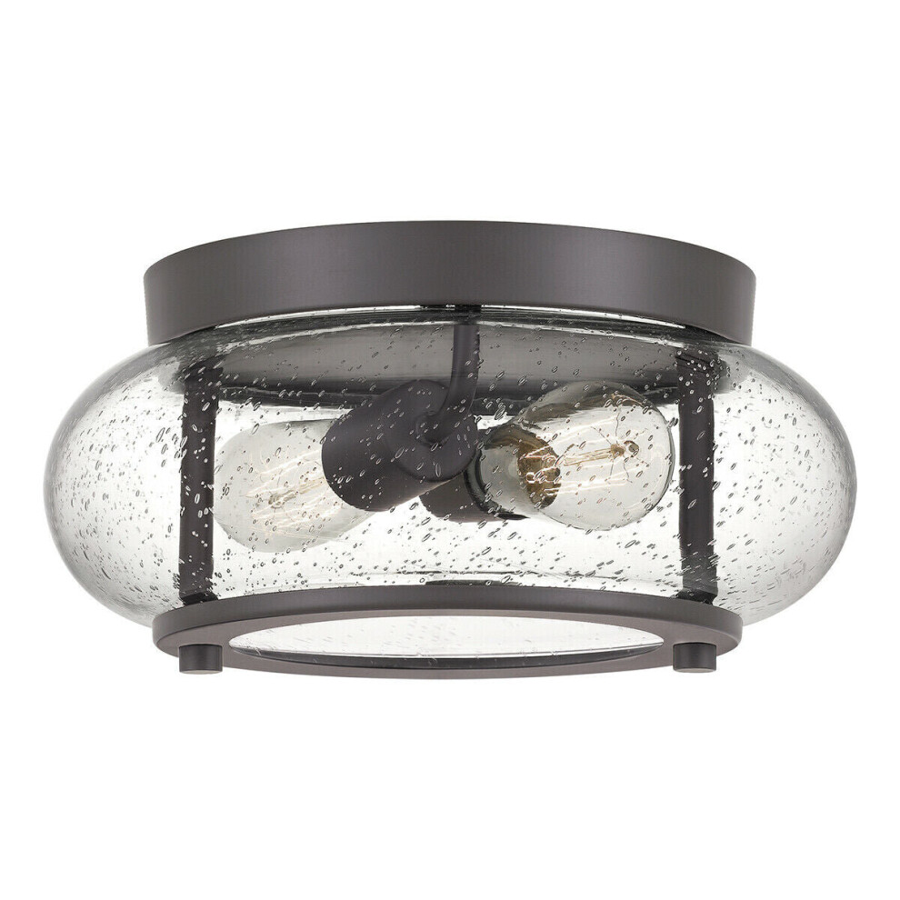 Loops 1 Bulb Flush Light Low Ceiling Old Bronze Led E27 60W Bulb