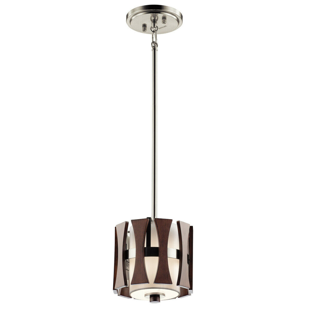 Loops 1 Bulb Ceiling Pendant Light Fitting Auburn Stained Wood Led E27 100W Bulb