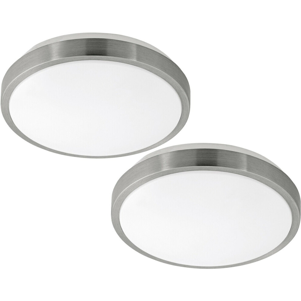 2 PACK Wall Flush Ceiling Light White Shade White Satined Nickel Plastic LED 18W