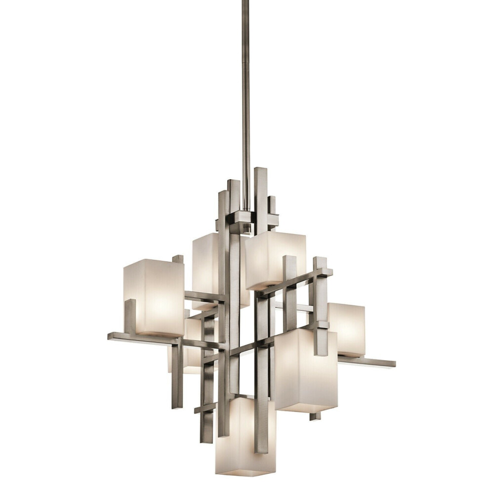 Loops 7 Bulb Chandelier Hanging Pendant Classic Pewter Led G9 3.5W Bulb Light