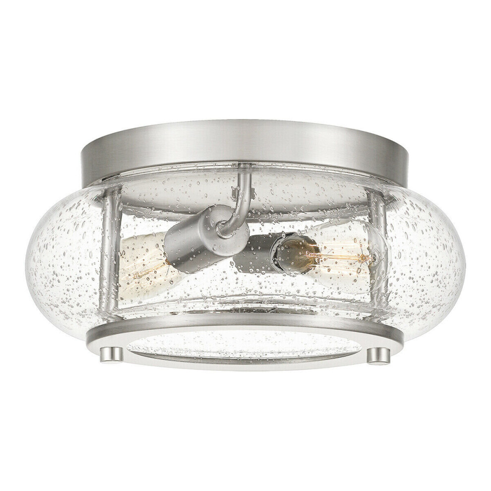 Loops 1 Bulb Flush Light Low Ceiling Brushed Nickel Led E27 60W Bulb