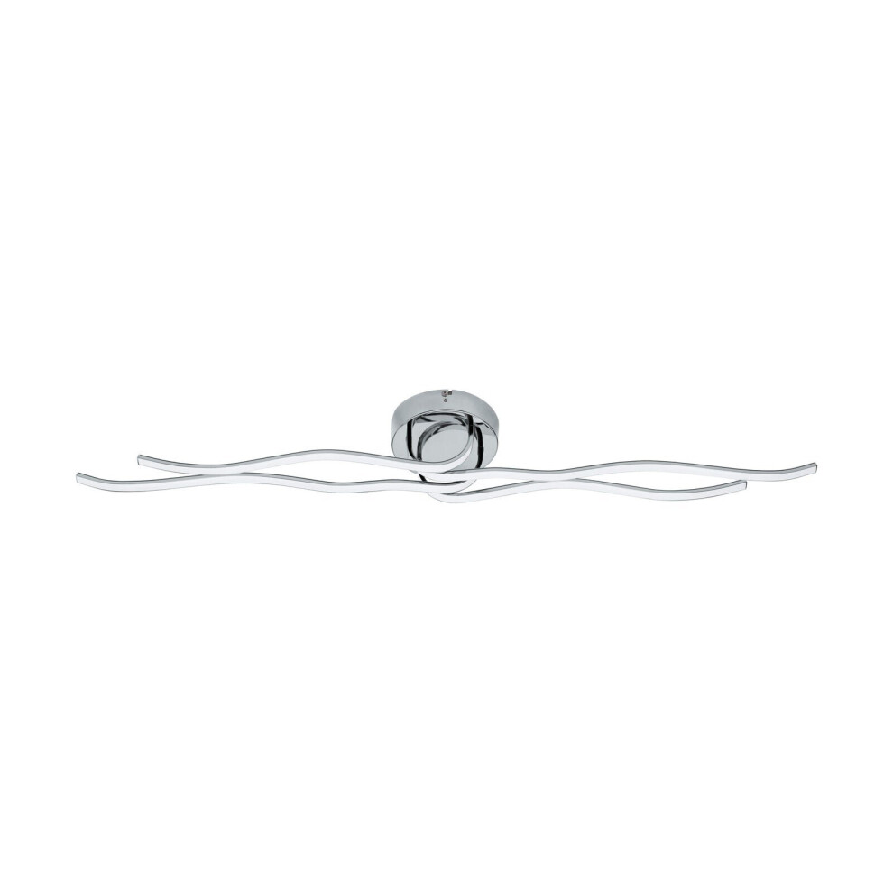 Wall Flush Ceiling Light Colour Chrome Shade White Plastic Bulb LED 40W Incl.