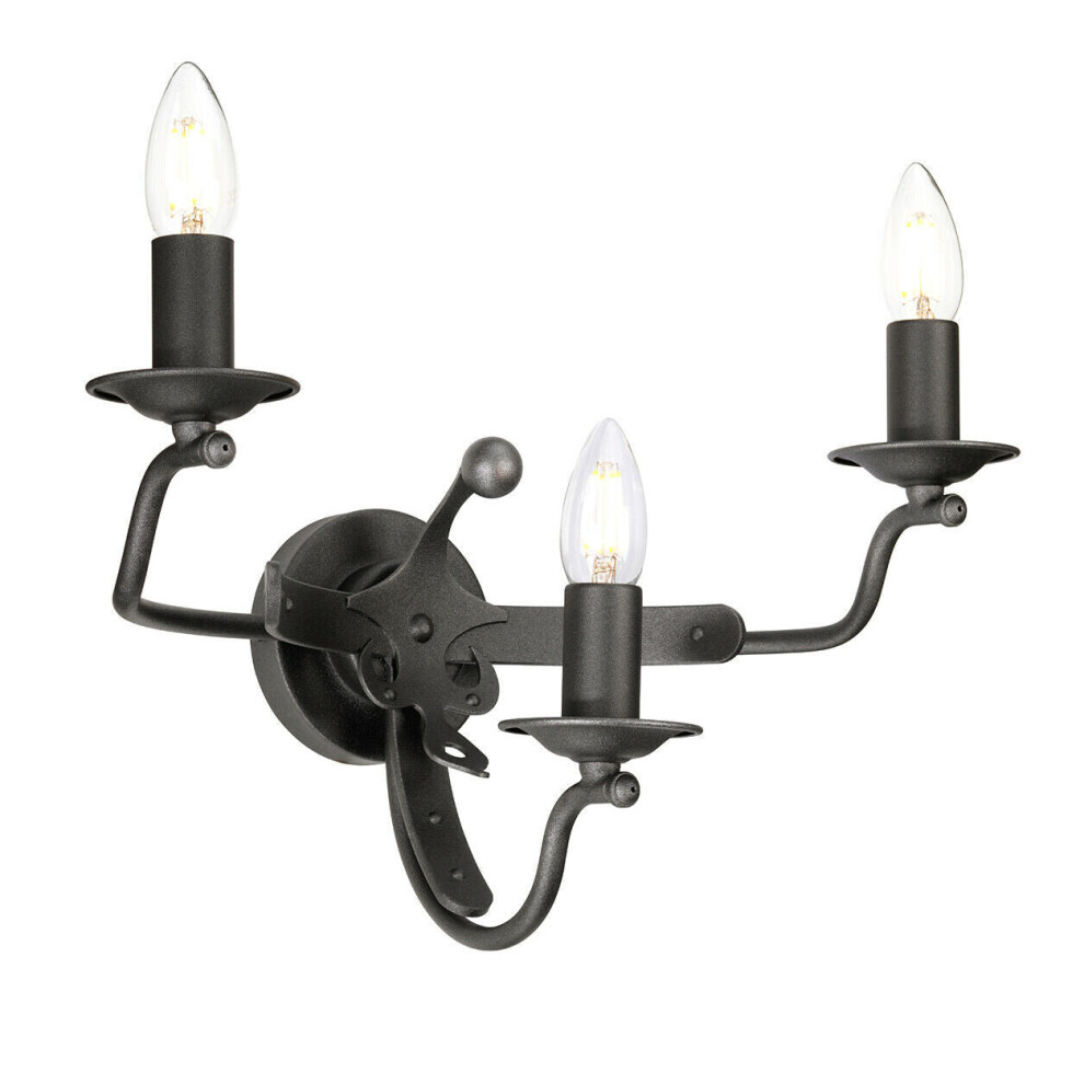 Loops 3 Bulb Luxury Wall Sconce Graphite Finish Led E14 60W Bulb Light