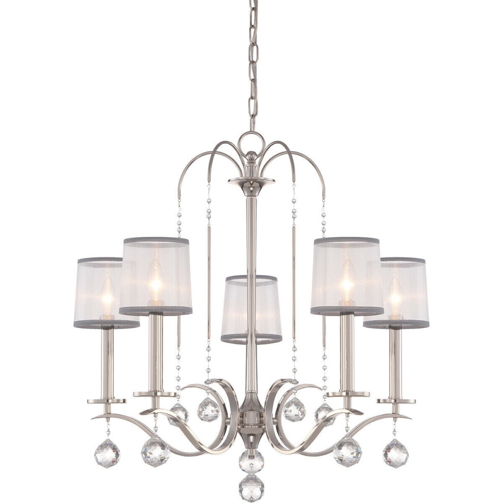 5 Bulb Chandelier Hanging Pendant LIght Imperial Silver LED E14 40W Bulb