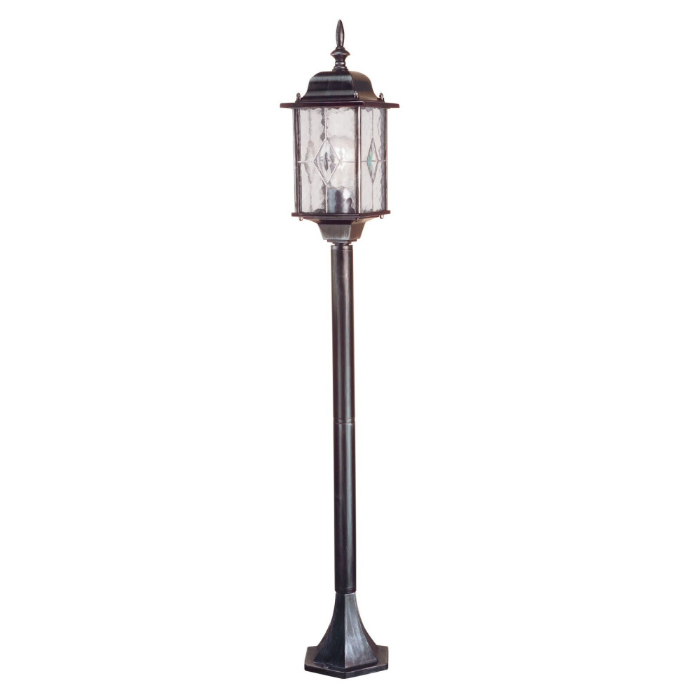 Loops Ip43 1 Bulb Short Mini Lamp Post Pillar Black Silver Led E27 100W