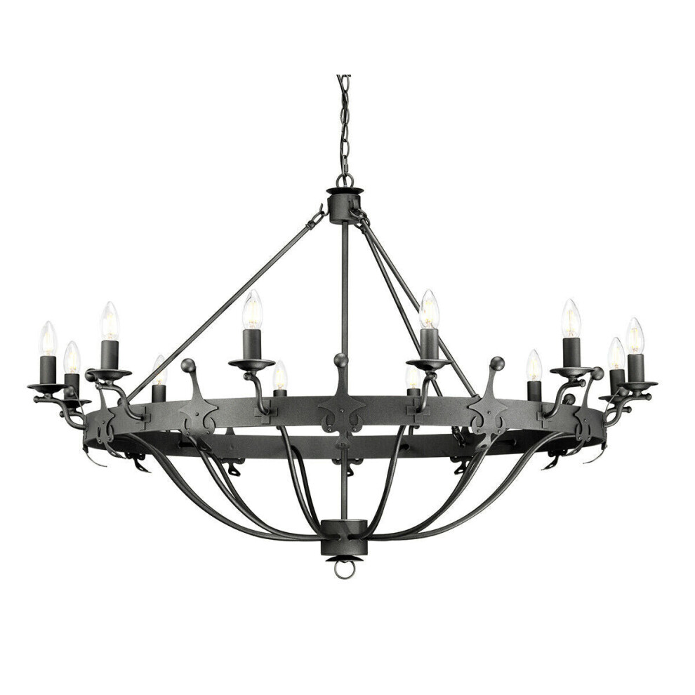 Loops 12 Bulb Chandelier Hanging Pendant Graphite Finish Led E14 60W Bulb Light