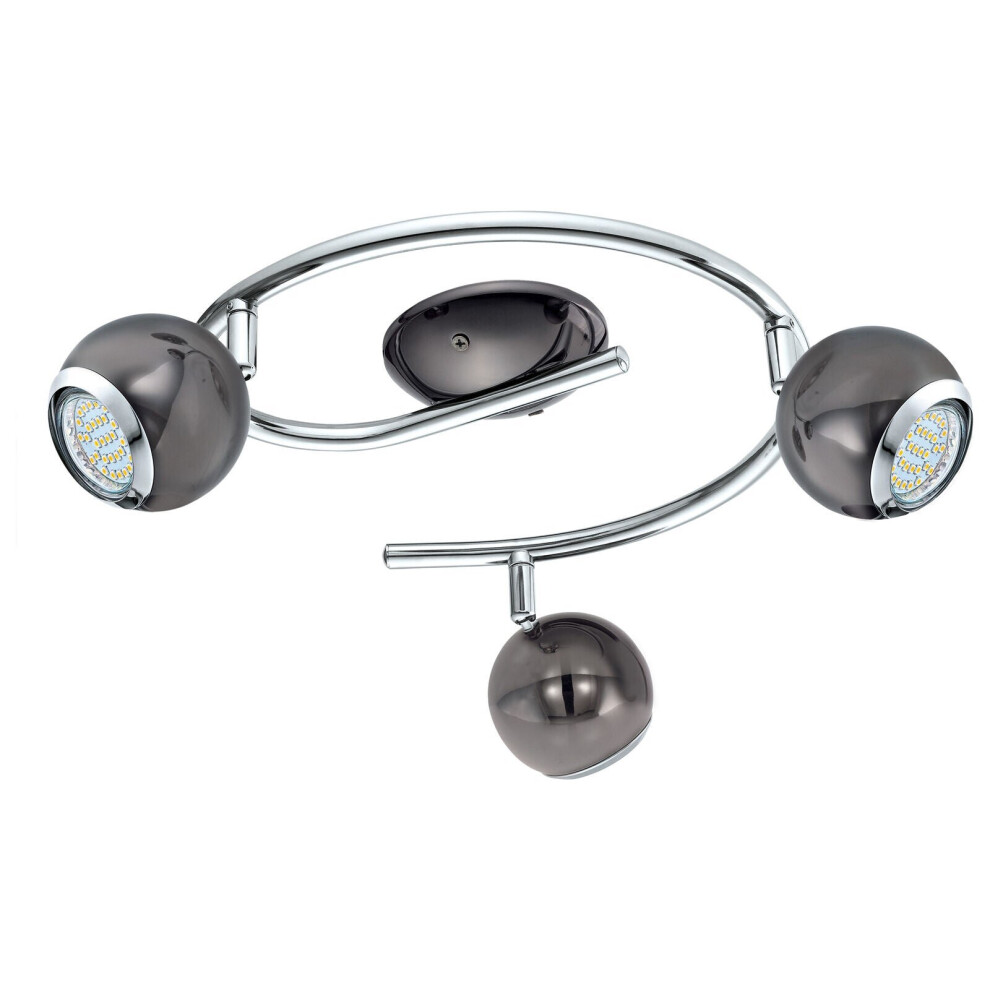 Flush 3 Spots Ceiling Light Colour Nickel Chrome Plated Steel Bulb GU10 3x3W