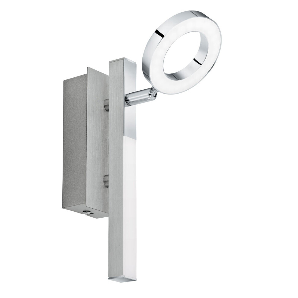 Loops Wall Spot Light Aluminium Chrome Shade Satined Plastic Bulb Led 1X3.2w 1X2.2w
