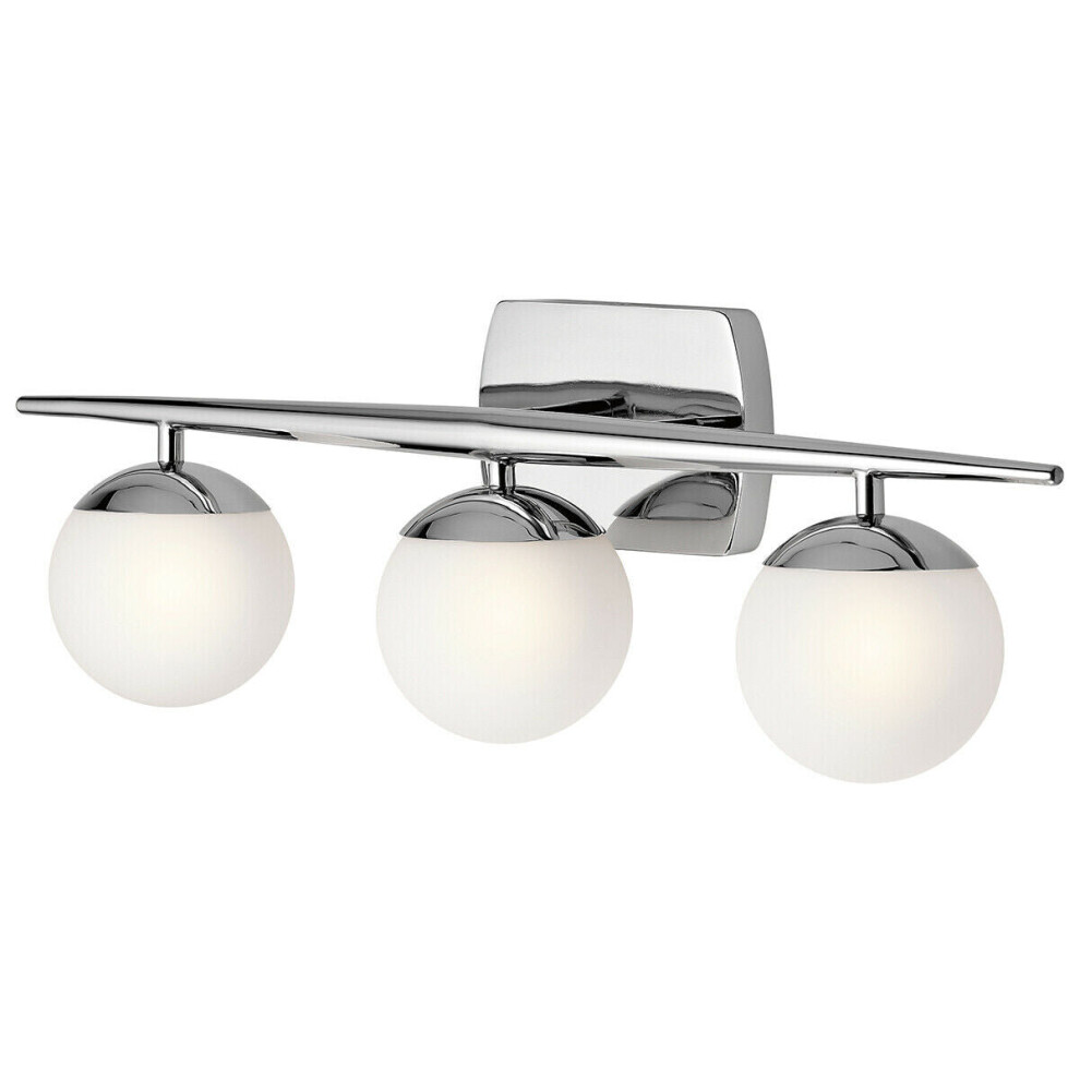 Loops Ip44 3 Bulb Wall Satin Etched Cased Opal Globes Chrome Led G9 3.5W Light