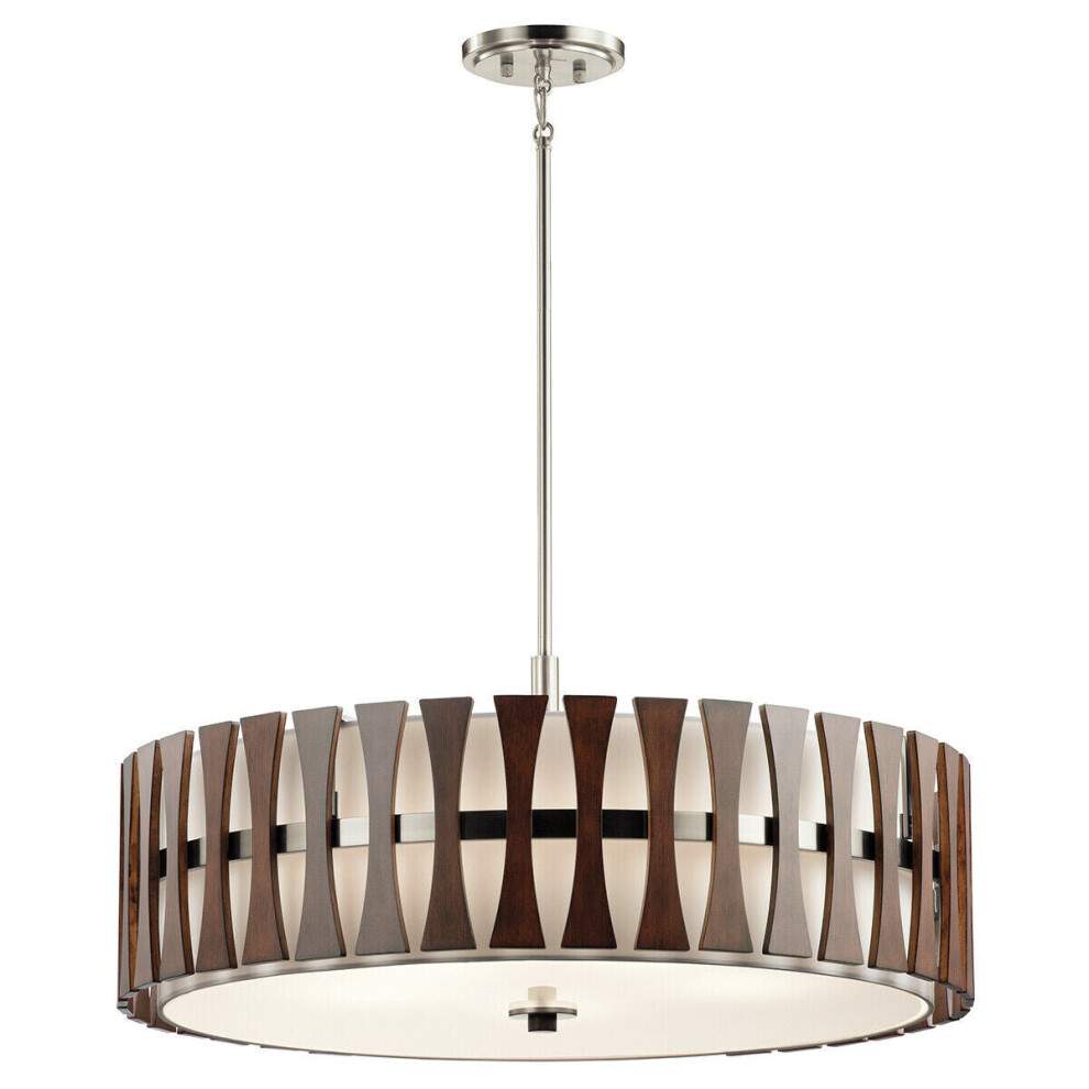 Loops 5 Bulb Ceiling Pendant Light Fitting Auburn Stained Wood Led E27 100W Bulb