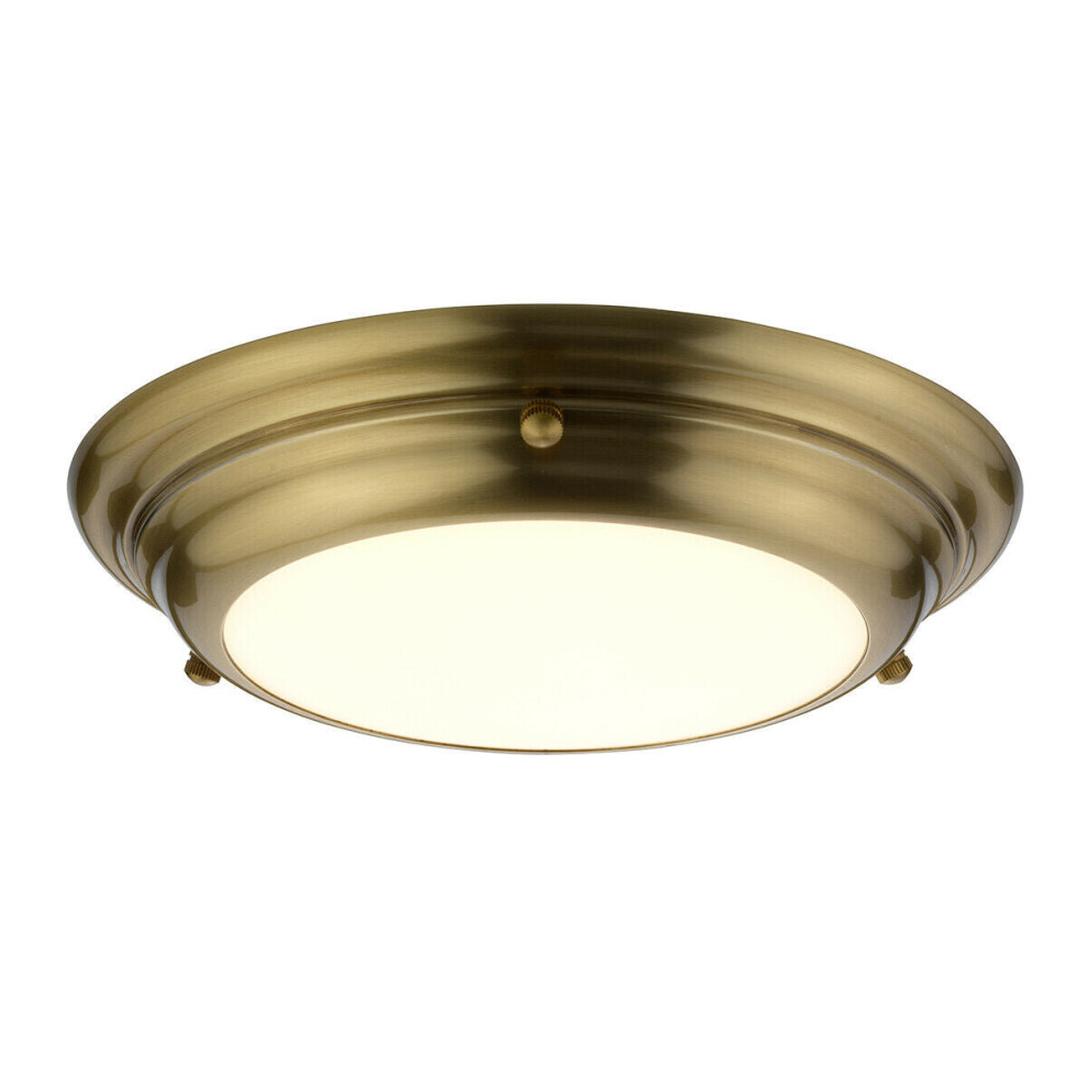 Loops 1 Bulb Flush Ip54 Bathrooms & Low Ceilings Aged Brass Finish Led 12W Bulb Light