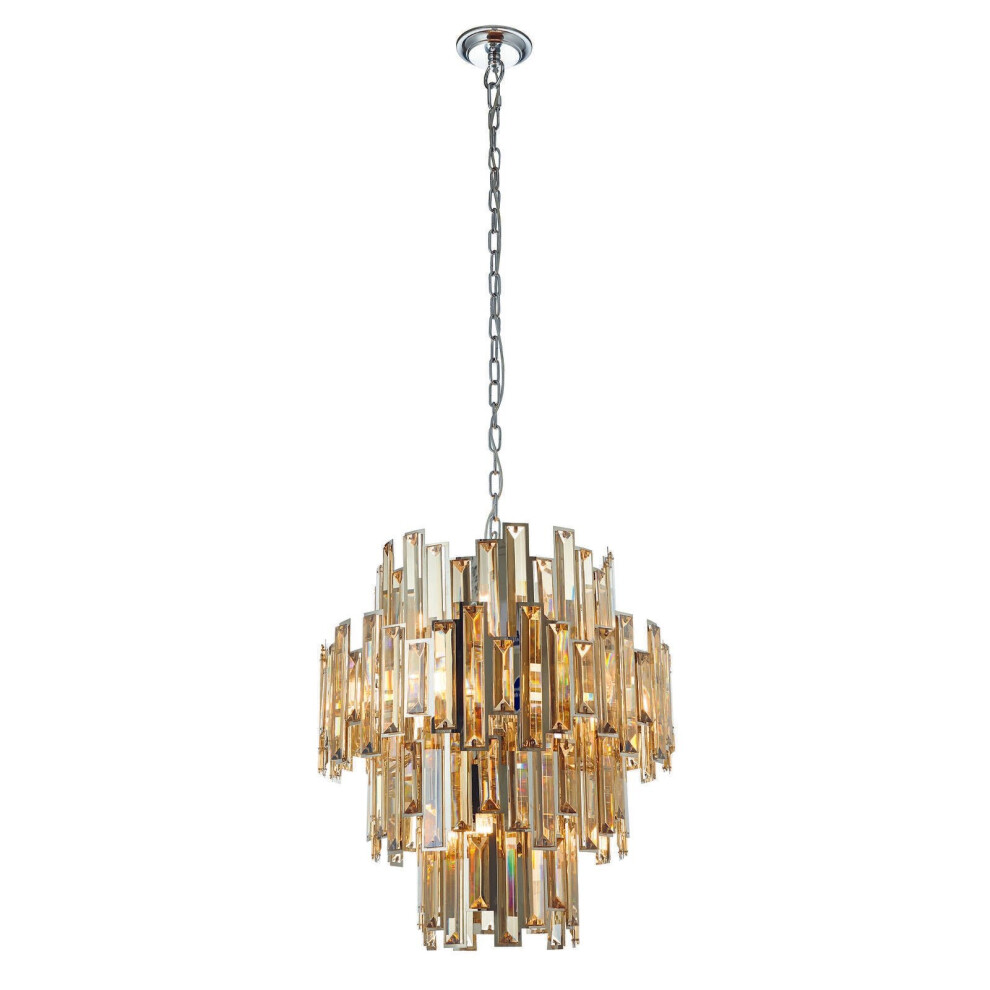 Loops Ceiling Pendant Chrome Plate & Champagne Crystal 12 X 40W E14 Light