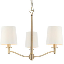 Multi Light Ceiling Pendant 3 Bulb ANTIQUE BRASS & WHITE Chandelier Lamp Shade