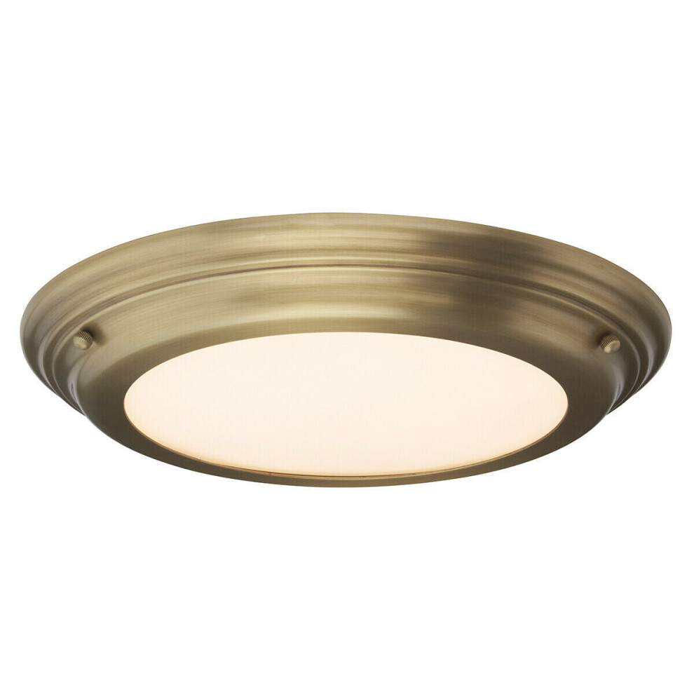 Loops 1 Bulb Flush Low Ceiling Aged Brass Finish Led 25W Bulb Light