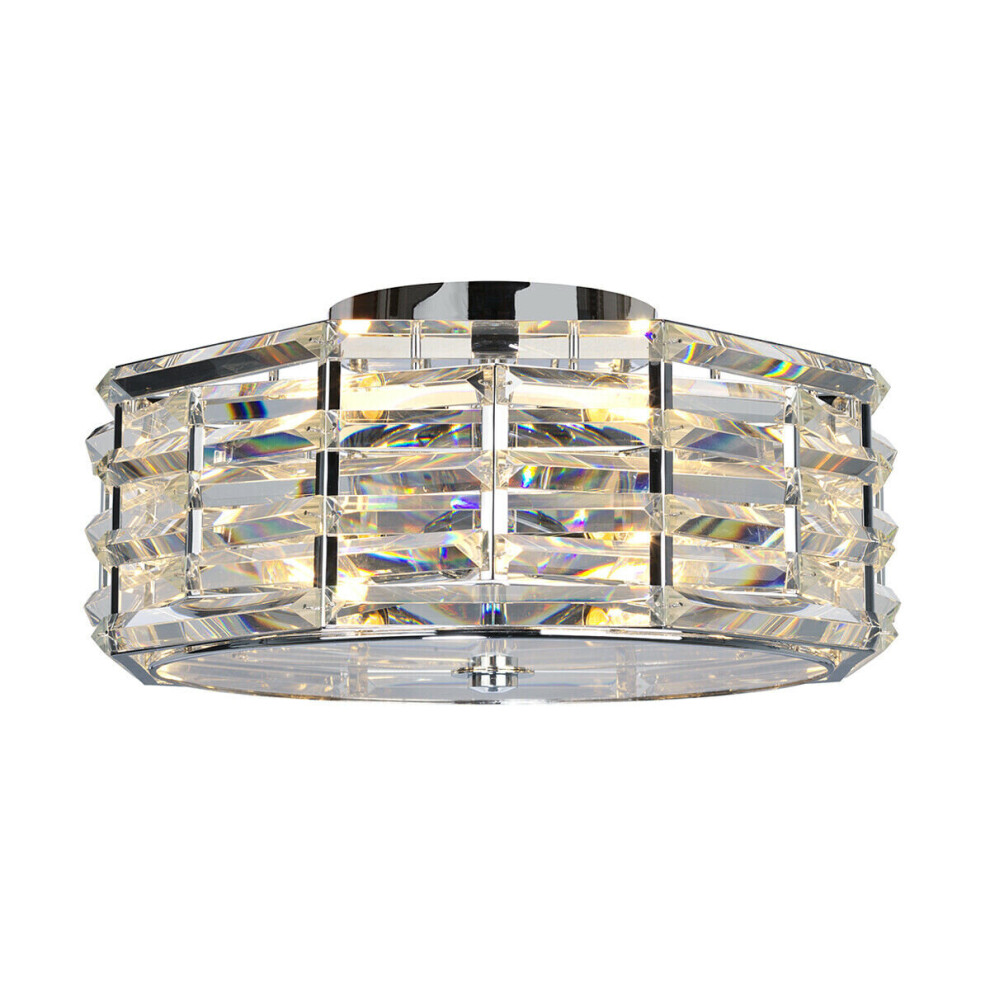 Loops 4 Bulb Flush Low Ceiling Polished Nickel Finish Led E27 60W Bulb Light