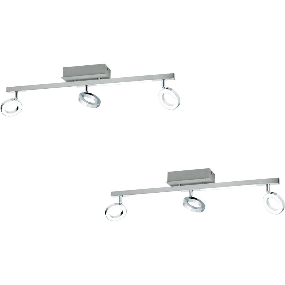 2 PACK Wall Spot Light Aluminium Chrome Shade Satined Plastic LED 3x3.2W 2x3.3W