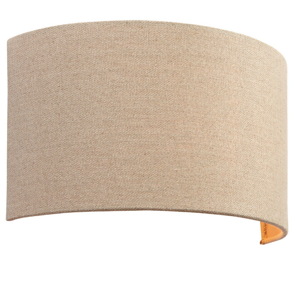 Loops Fabric Led Wall Natural Neutral Semi Circle Linen Shade Sleek Lamp Fitting Light
