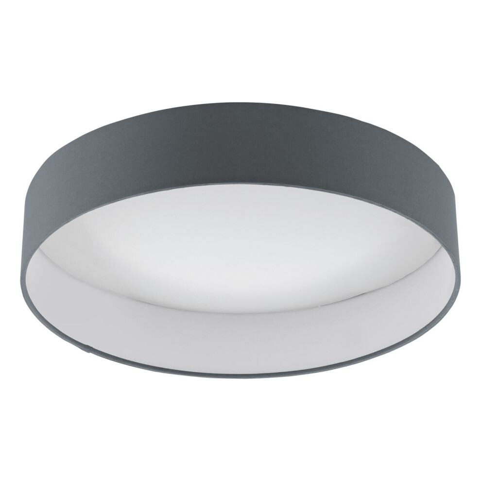 Flush Ceiling Light Colour White Shade Anthracite Fabric Bulb LED 18W Included
