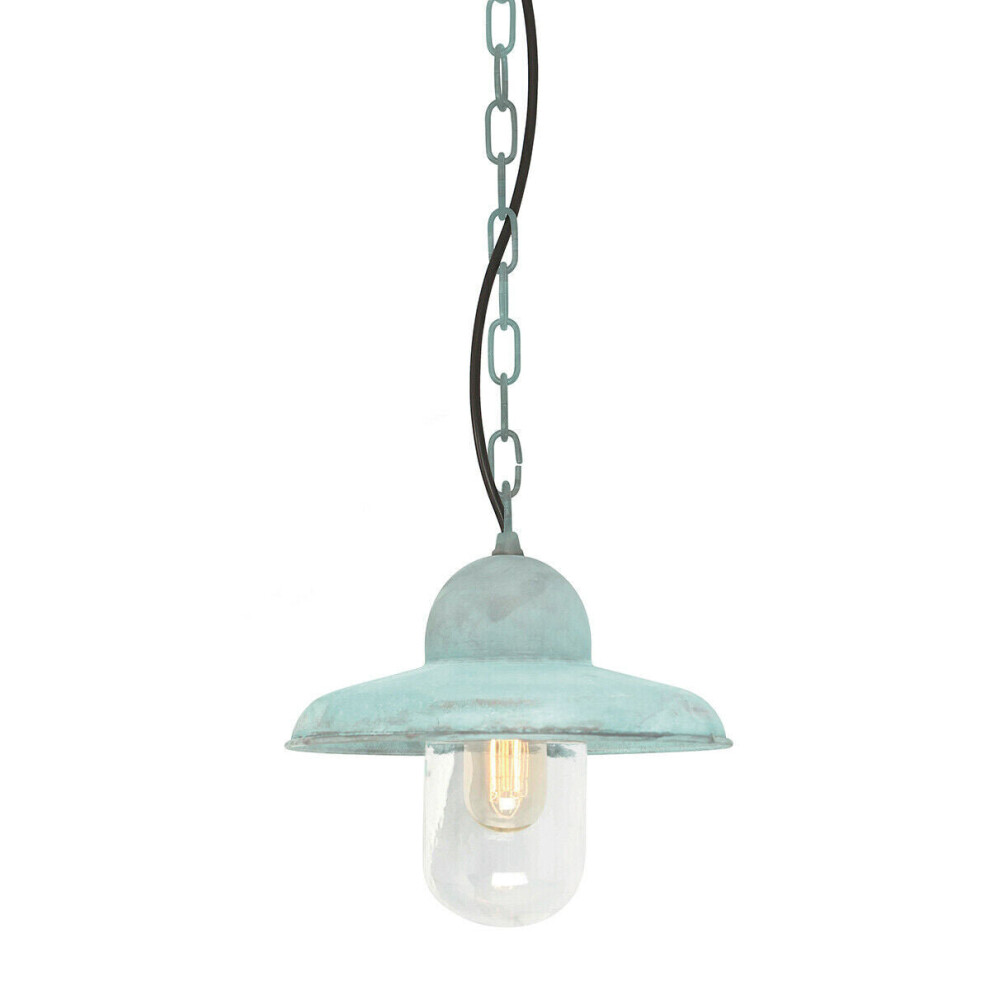 Loops Outdoor Ip44 1 Bulb Chain Lantern Verdigris Led E27 100W Bulb Hanging Light