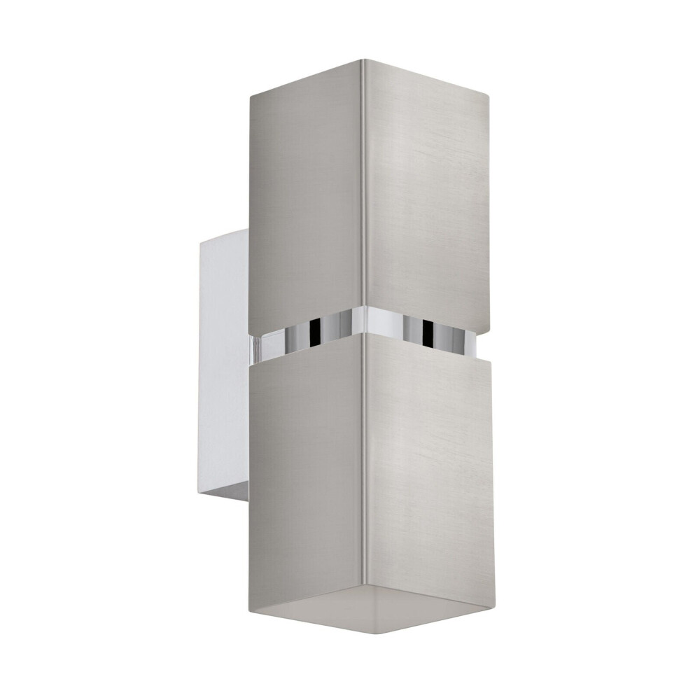 Loops Wall Light Colour Satin Nickel Chrome Square Shades Bulb Gu10 2X3.3w Included